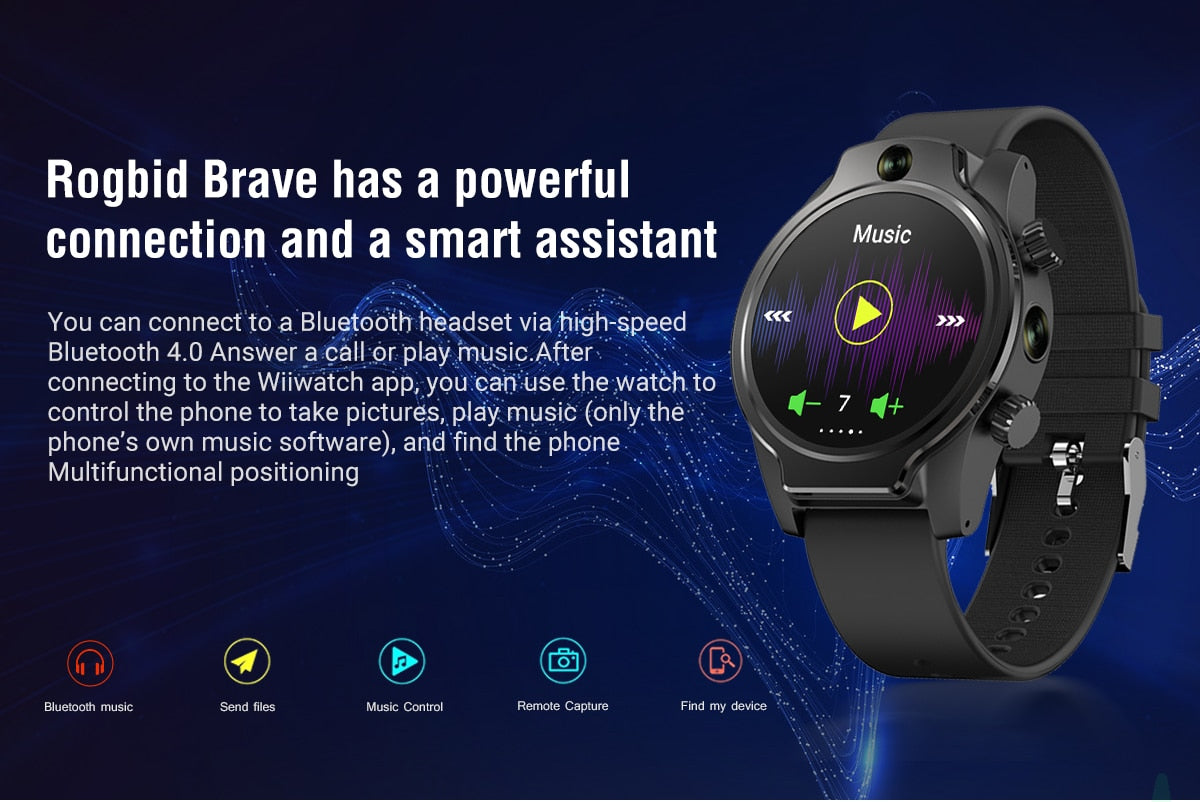 Rogbid Brave 2 1.45 inch TFT Screen Android 9.0 LTE 4G Smart Watch, Support  Face Recognition(